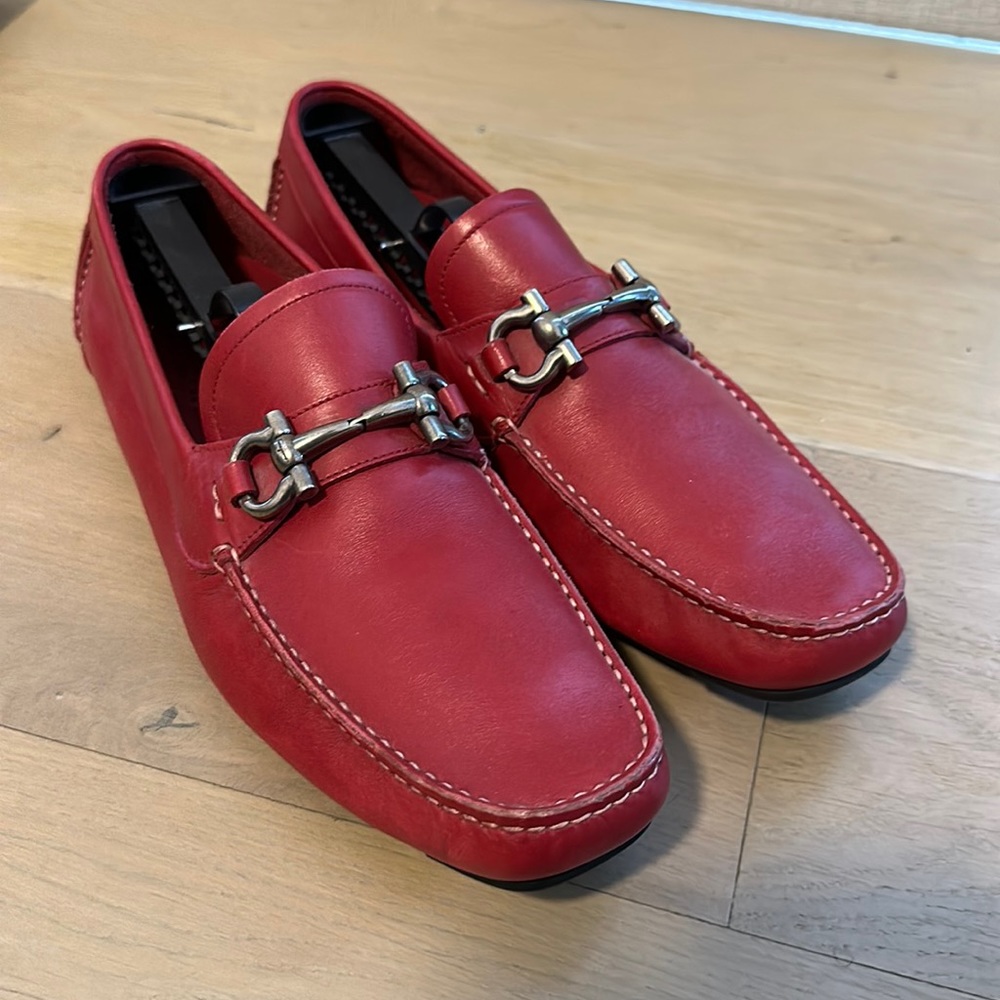 Ferragamo red driver shoes
